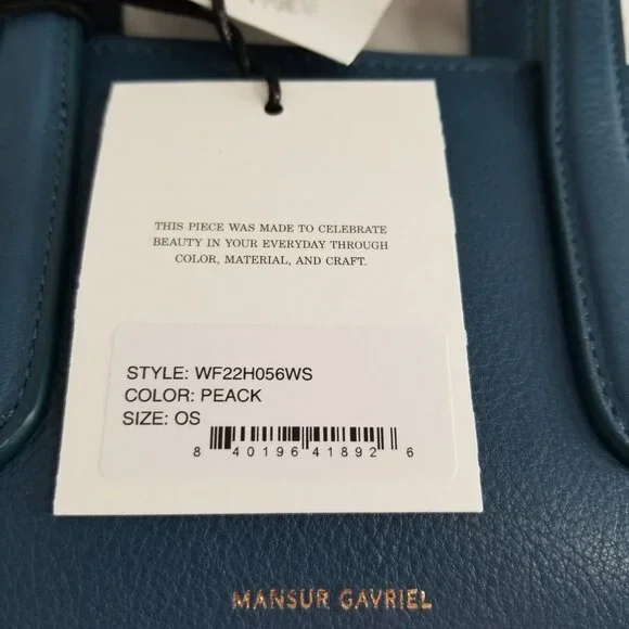 NWT Mansur Gavriel Mini Luxury Leather Bag - Peacock Blue - Picture 10 of 10